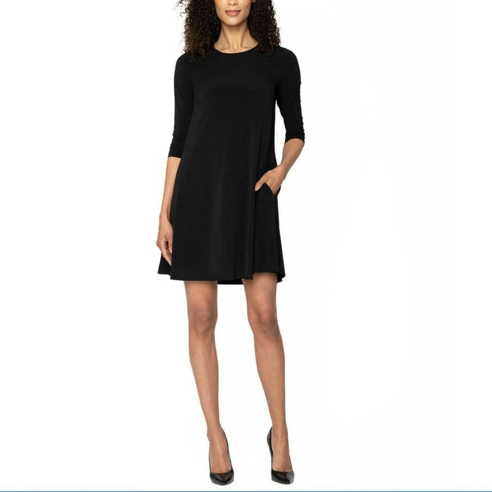 NWT Leota Women's Wrinkle-free Quarter Sleeve Swing Mini Dress